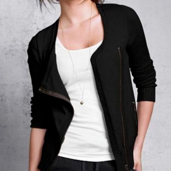 Victoria's Secret Women's 'Kiss of Cashmere' Moto Zip up Cardigan Sweater - Picture 1 of 4